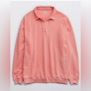 Aerie Happy Henley Everyday Polo Sweatshirt